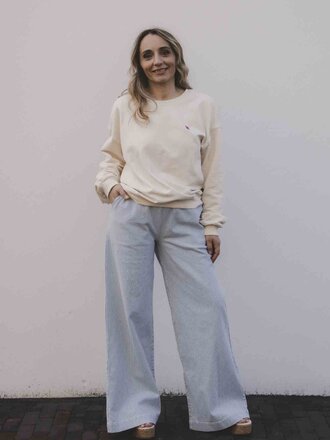 LXS the female concept LXS Striped denim wide leg Bleach Blue LXS the female concept LXS Striped denim wide leg Bleach Blue
