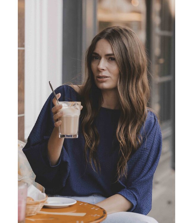 LXS Navy top Vleermuis mouw