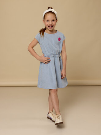 LOOXS Little Striped denim Dress Bleach Blue LOOXS Little Striped denim Dress Bleach Blue