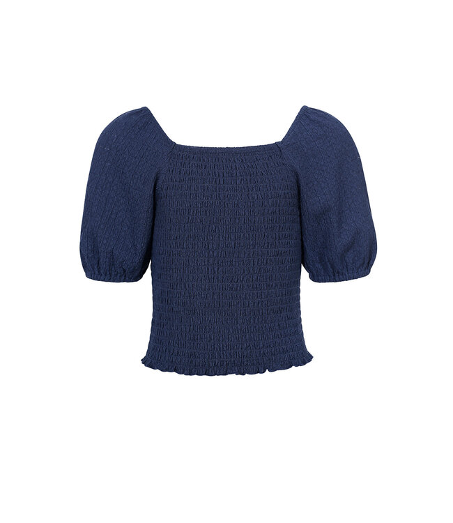 Navy top met smock