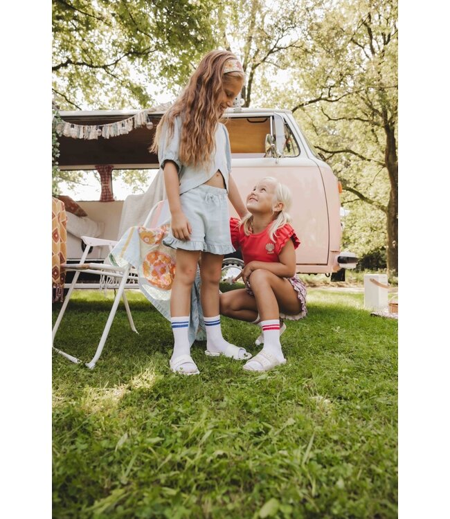 Short Light Blue Viscose/linnen