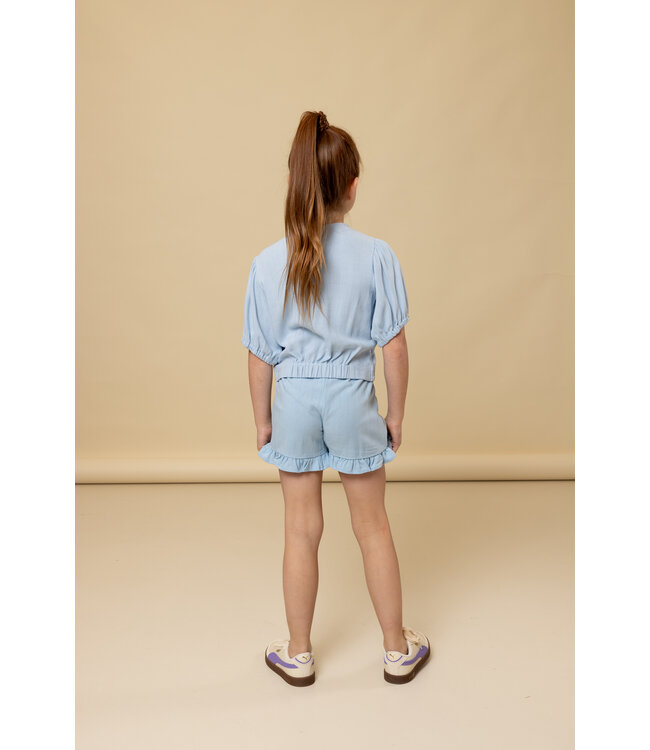 Short Light Blue Viscose/linnen