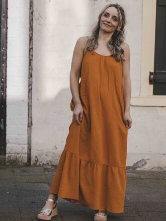 LXS the female concept LXS Maxi cotton summer dress Oker LXS the female concept LXS Maxi cotton summer dress Oker