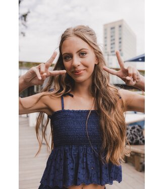 LOOXS 10sixteen Broderie Anglaise Navy top