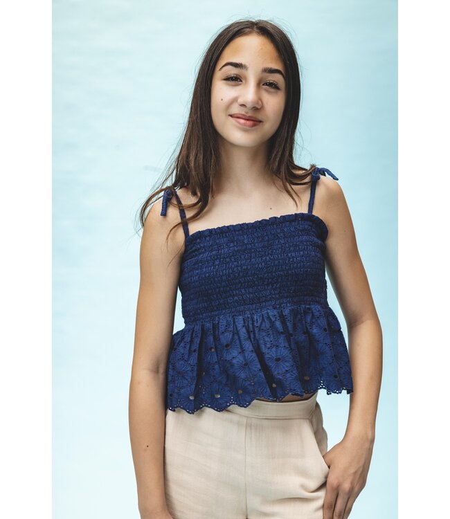 Broderie Anglaise Navy top