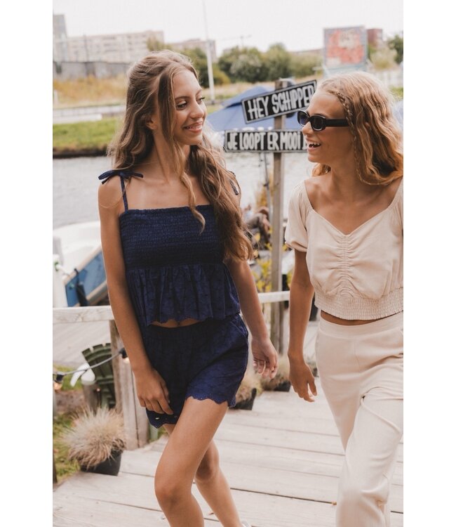 Broderie Anglaise Navy top