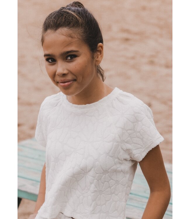 Terry top Flower White