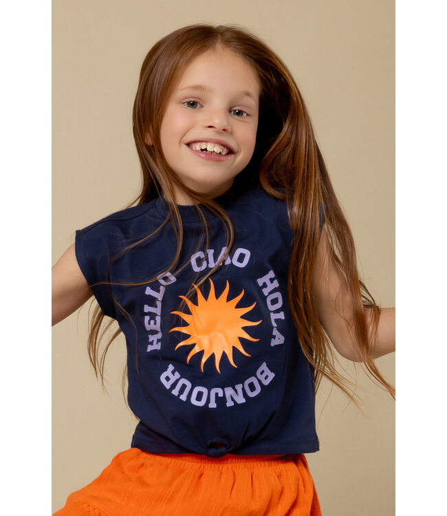 Jersey mouwloze top Navy