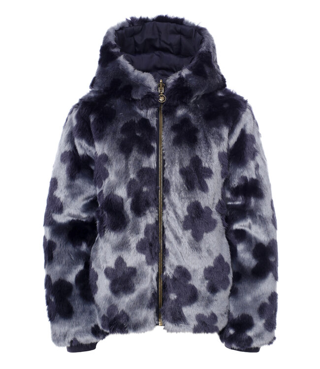Reversibel winterjas Imitatie Bont Navy