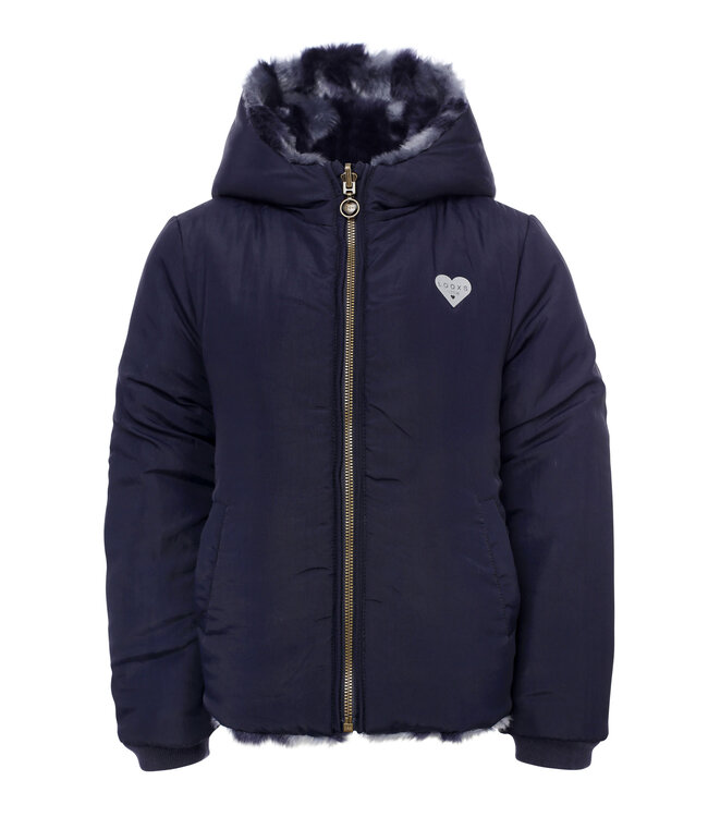Reversibel winterjas Imitatie Bont Navy