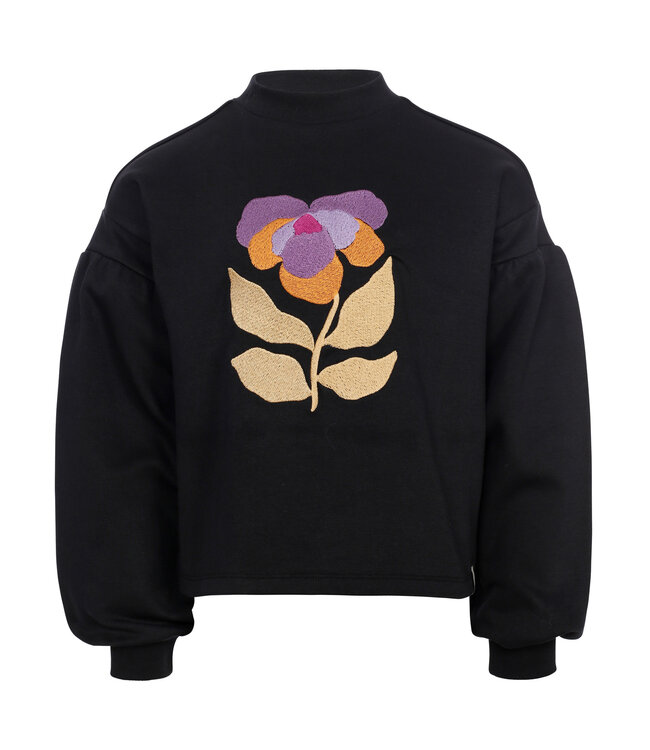 Sweater Graphite Borduur Flower