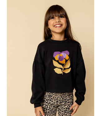 LOOXS Little Sweater Graphite Borduur Flower