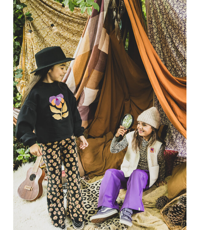 Sweater Graphite Borduur Flower