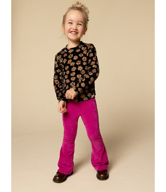 LOOXS Little Velours Top Winter Flower Zwart