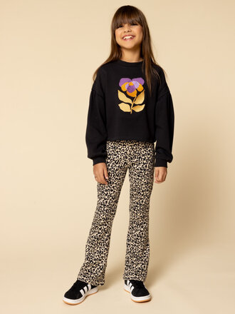 LOOXS Little Flared broek jaquard Leopard