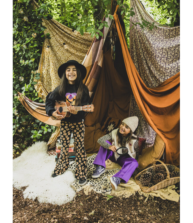 Velvet flared pants  Winter Flower Black