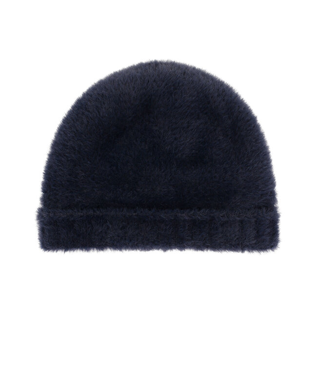 Navy Beanie fluffy knit