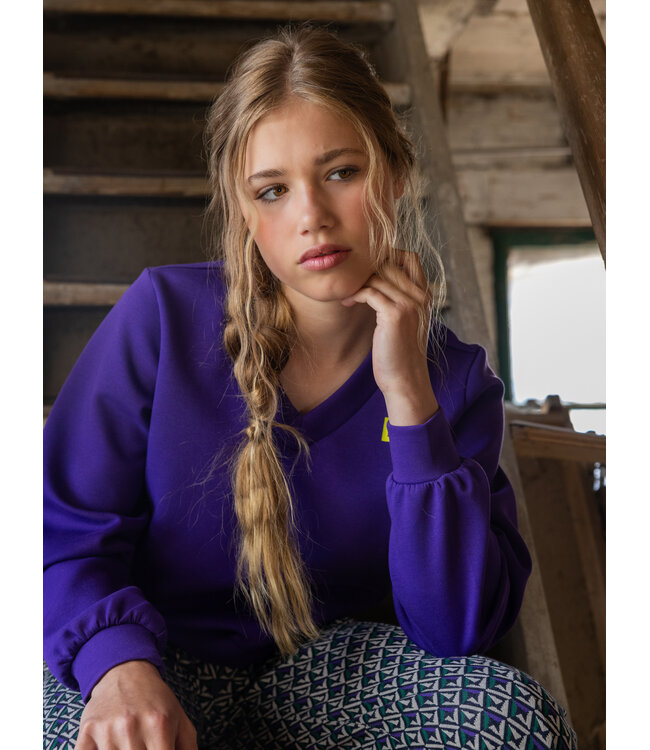 Purple sweater V-neck Scuba