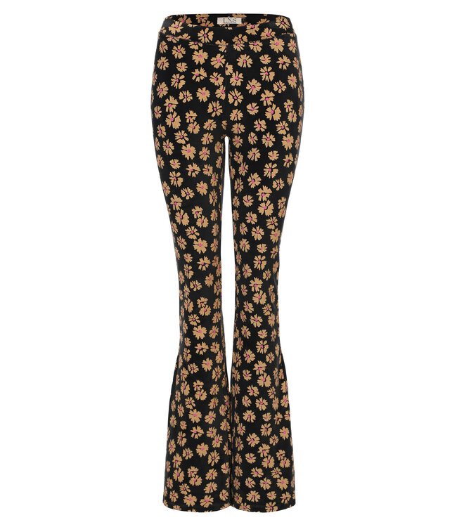 LXS Velours flared pants Winter Flower Black