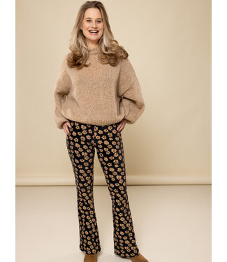 LXS the female concept LXS Velours flared pants Winter Flower Zwart