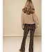 LXS Velours flared pants Winter Flower Zwart