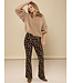 LXS Velours flared pants Winter Flower Zwart