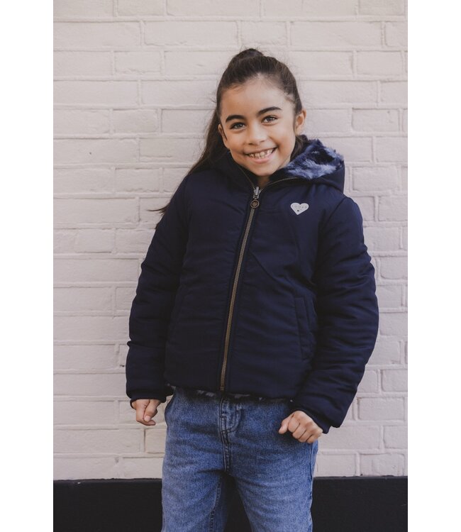 Reversible winter jacket Fake Fur Navy