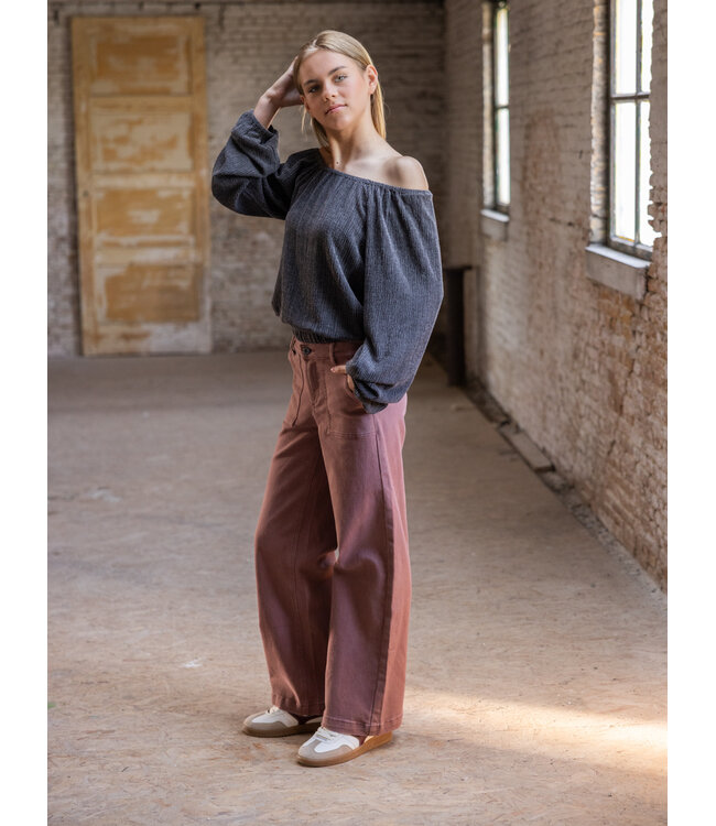 Colored wide leg denim Mauve Blush