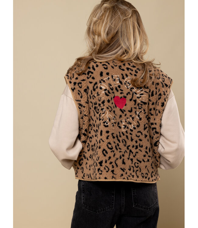 LXS Oversized gilet Teddy Leopard