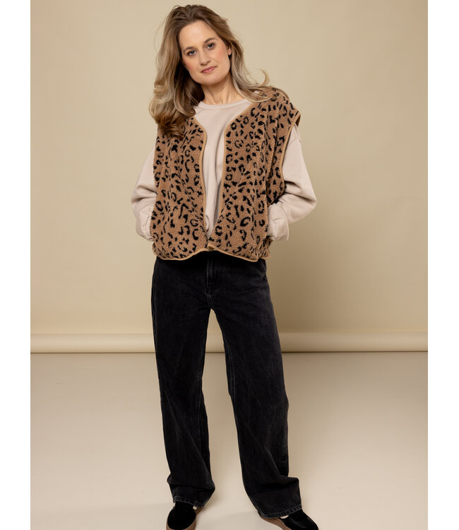 LXS Oversized gilet Teddy Leopard