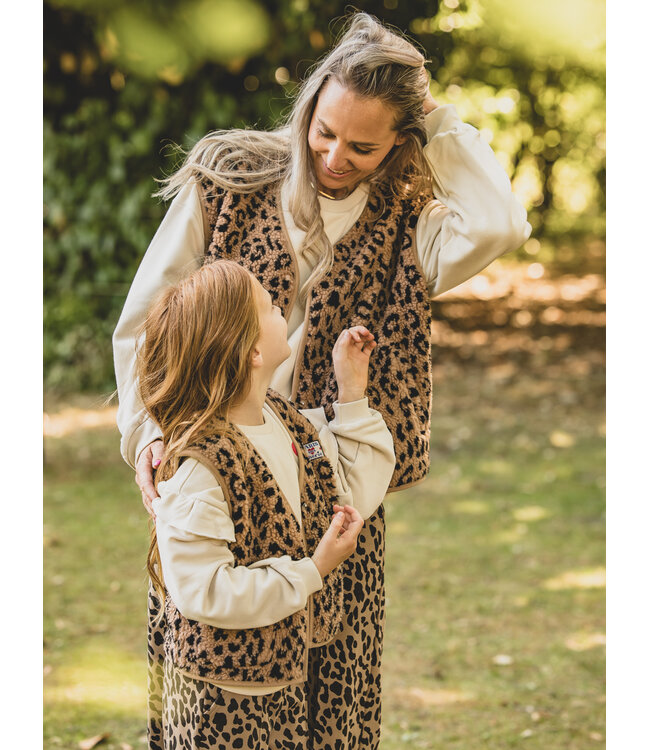 LXS Oversized gilet Teddy Leopard