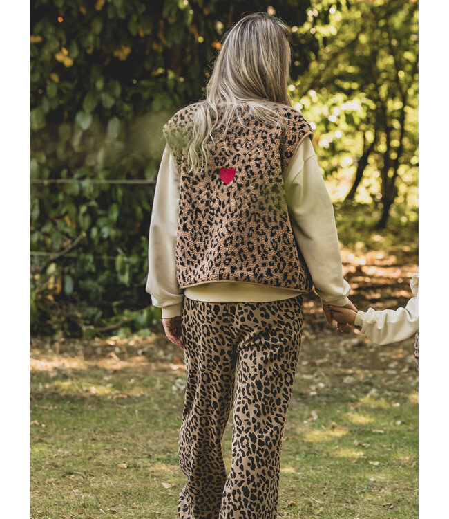 LXS Oversized gilet Teddy Leopard