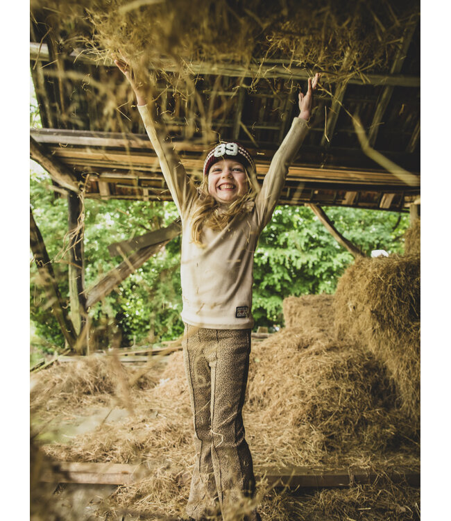 Flared broek rib jersey Mini Leopard