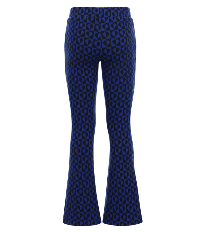 Flared broek jaquard Blue Hearts