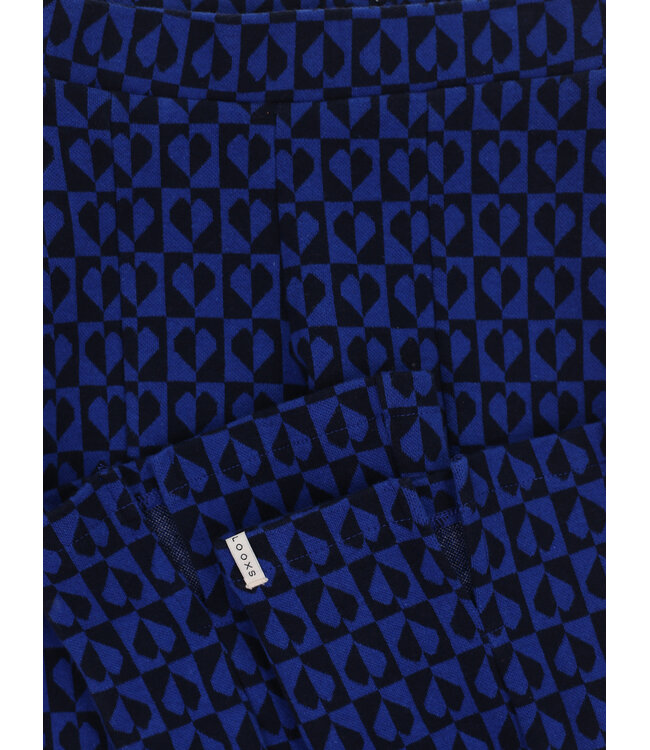 Flared broek jaquard Blue Hearts
