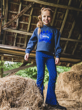 LOOXS Little Flared pants jaquard Blue Hearts