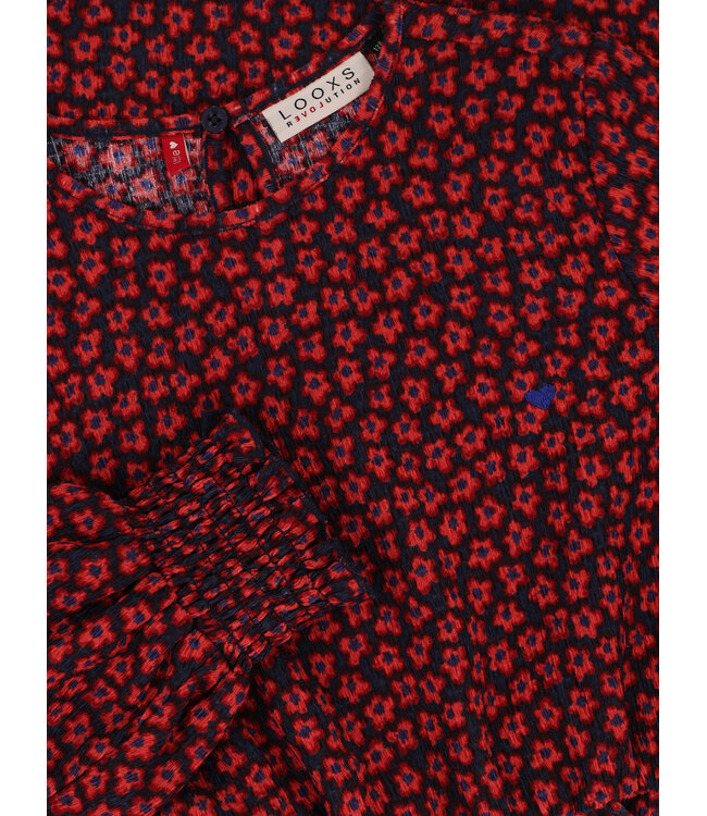 Dress Crincle Red Flower