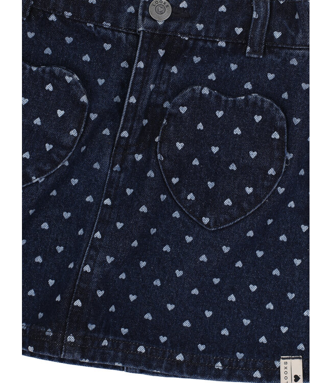 Mini Rokje Dark Denim Hearts