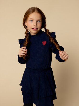 LOOXS Little Dress Crincle Dark Blue LOOXS Little Dress Crincle Dark Blue