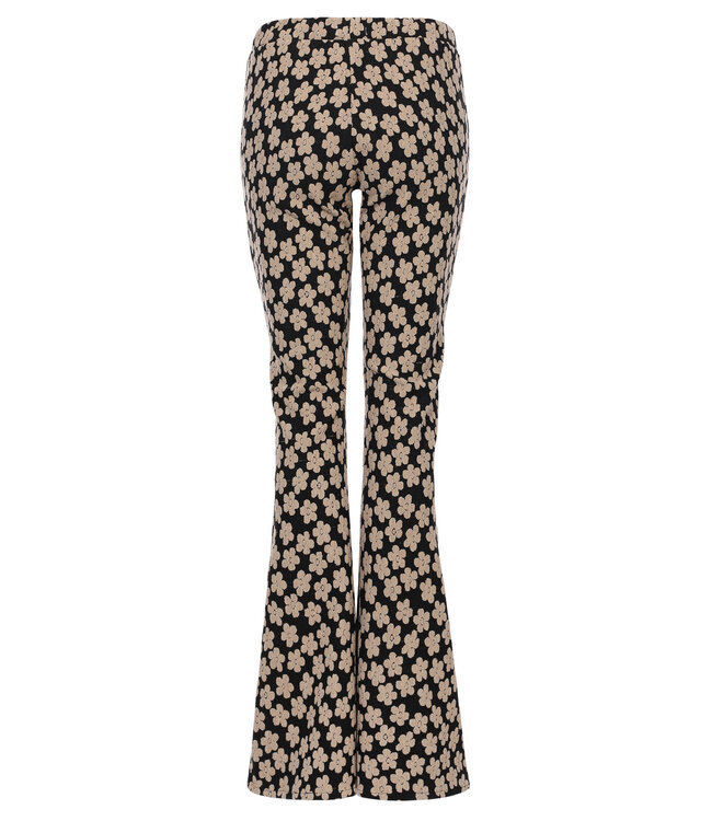 LXS Flared broek Flowerfield Zwart