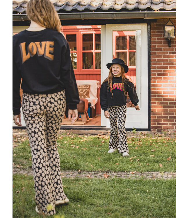 LXS Flared pants Flowerfield Black