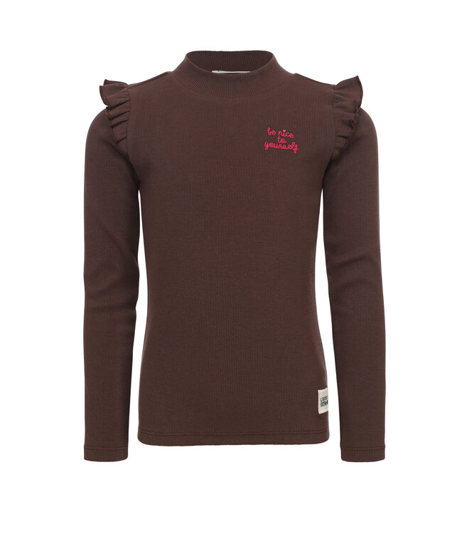 T-shirt rib jersey Donker Bruin