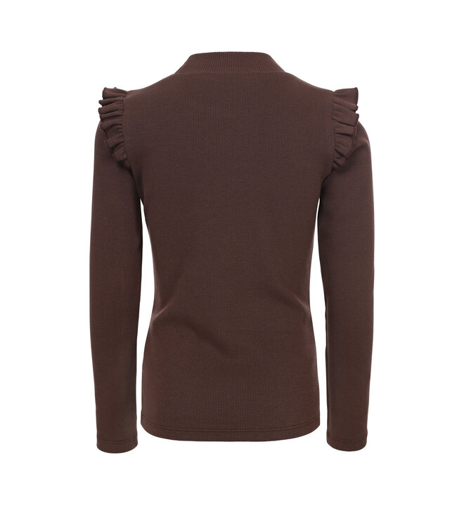 T-shirt rib jersey Donker Bruin