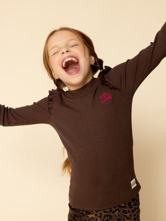 LOOXS Little T-shirt rib jersey Donker Bruin LOOXS Little T-shirt rib jersey Donker Bruin