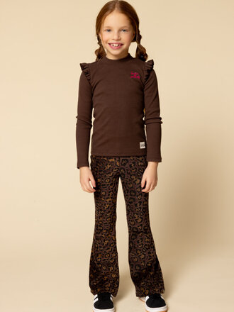LOOXS Little Velours flared broekje Leopard