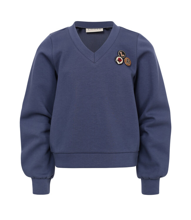 Grijs blauwe sweater V-hals Scuba