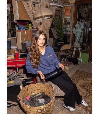 LOOXS 10sixteen Grijs blauwe sweater V-hals Scuba