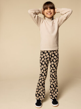 LOOXS Little Flared broek Flowerfield Zwart LOOXS Little Flared broek Flowerfield Zwart