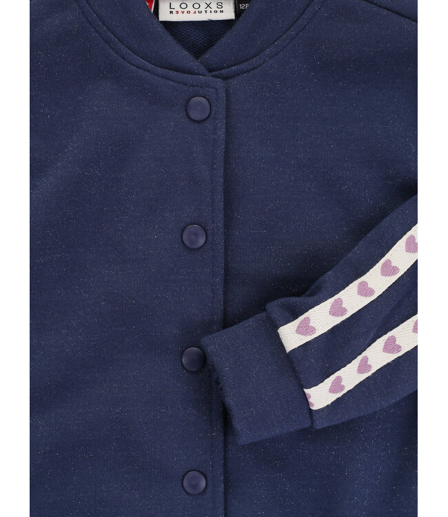 Baseball cardigan Navy Lurex