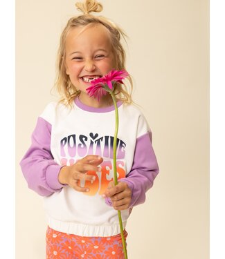 LOOXS Little Sweater Lila / Offwhite Positive Vibes